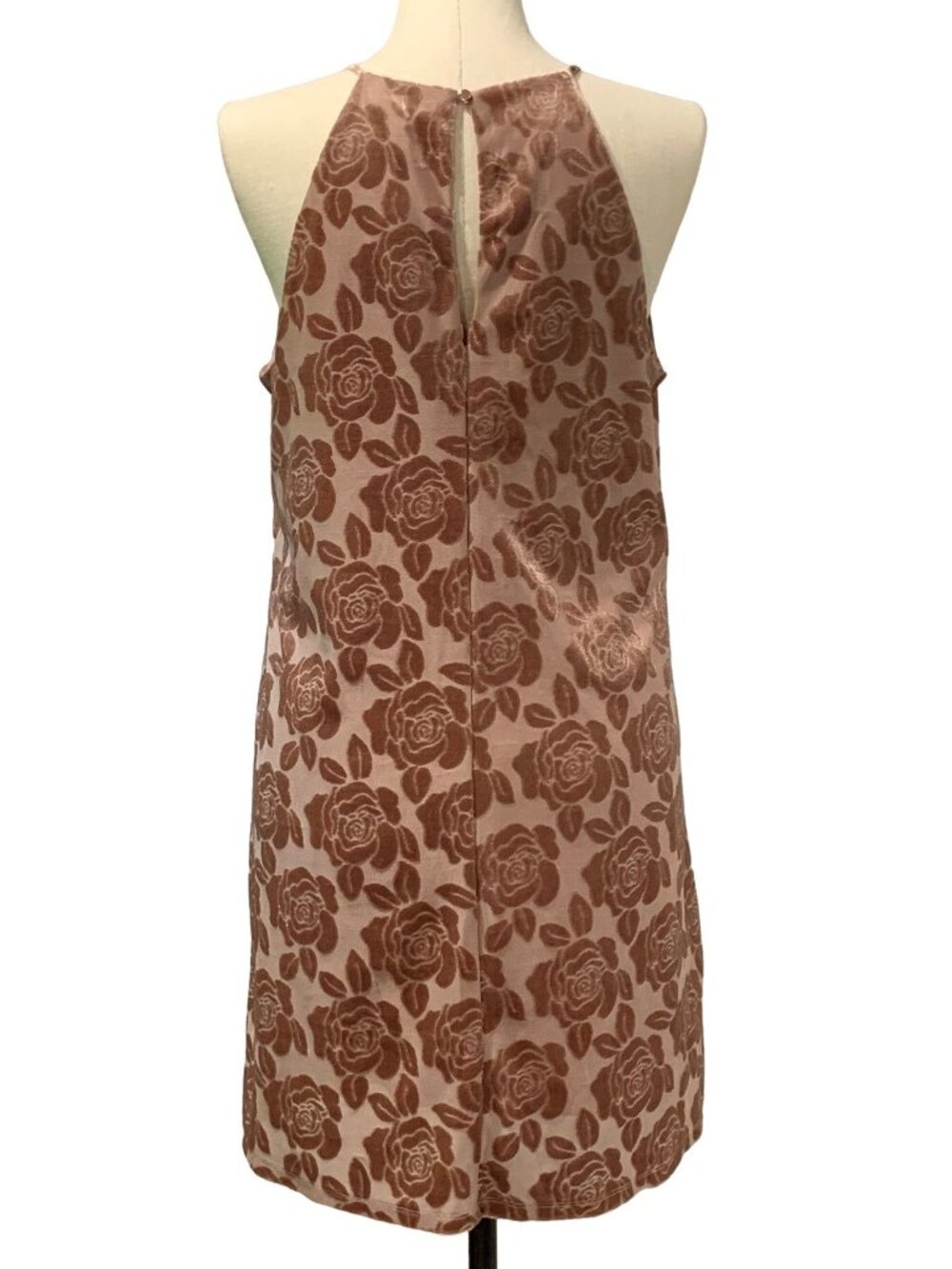 Candies True Mauve Pleated Halter Swing Dress XL Floral Print Keyhole Lined NEW - Picture 2 of 16